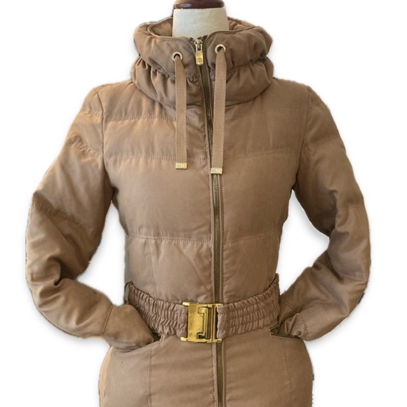 Zara Woman Beige Camel Down Belted Puffer Jacket Coat Size XS - Picture 16 of 17